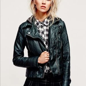 Free People Vegan Leather Hooded Jacket